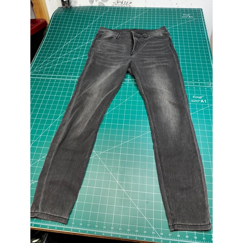 Grace & Lace Womens Size 12 Charcoal Gray Skinny Jeans Stretch Denim Pants